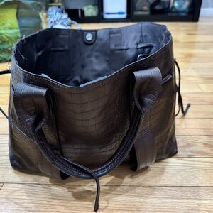 Elegant Brown Crocodile-Embossed Men's Bag